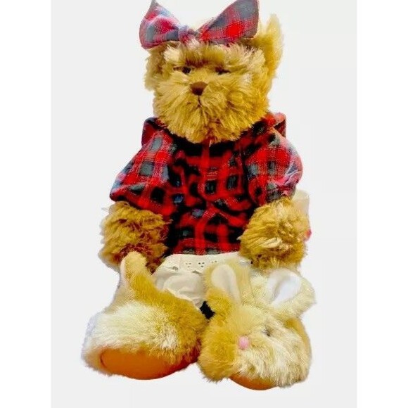 ABC Distributing Vtg Teddy Bear Dog Plushy Plaid Dress Bloomers Bunny Slippers - Picture 2 of 12